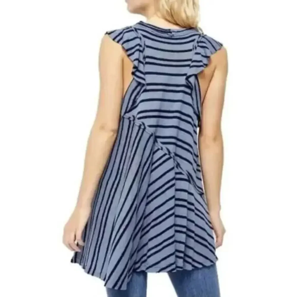 New! Free People Between The Lines Tunic Top dress in blue‎ , size XS